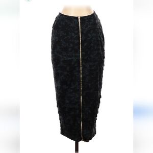 Marste' dark green and black front gold zip fitted pencil skirt made in the USA